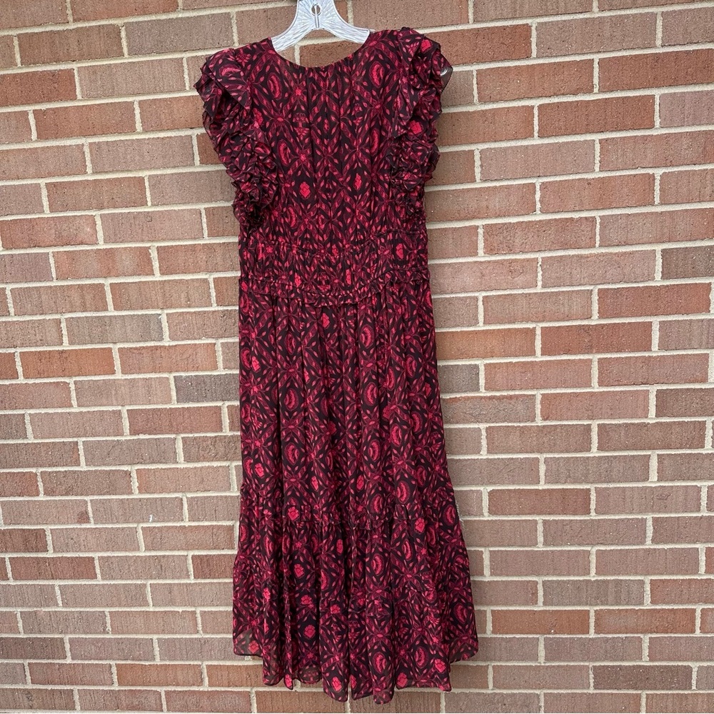 Ulla Johnson Anika Silk Midi Dress fuchsia Size 6 - Picture 4 of 15